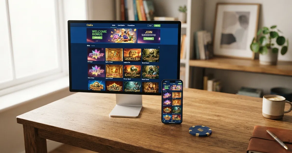 A grid of UK-licensed online casino homepages displayed on a desktop browser and a smartphone, with Push Gaming slot thumbnails visible in the game lobbies