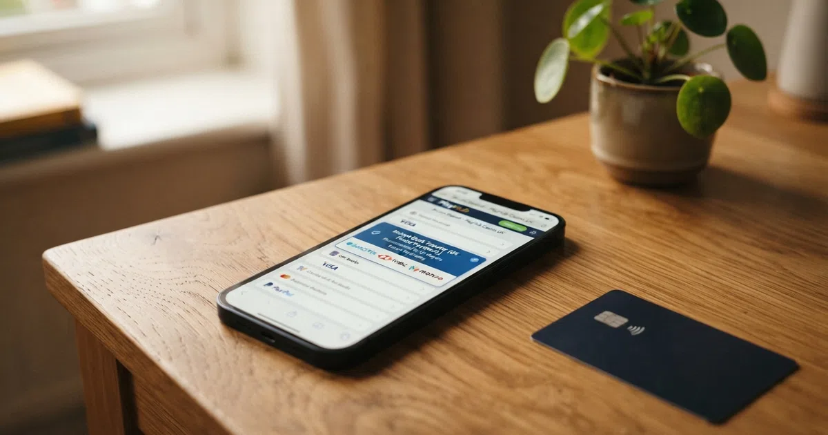 A smartphone screen showing a UK online casino banking page with the Klarna Pay Now logo highlighted among the deposit options