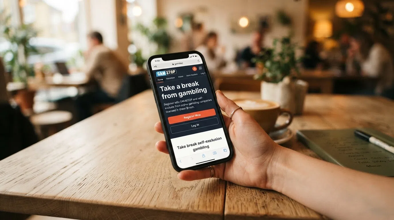 The GAMSTOP self-exclusion website open on a phone screen