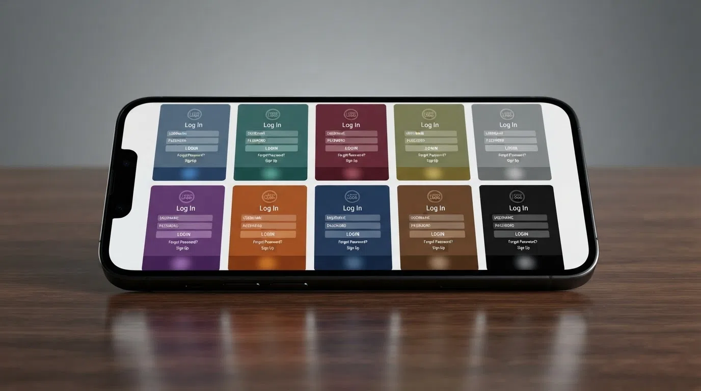A side-by-side arrangement of ten branded casino login screens or homepages displayed on a UK smartphone, each showing its UKGC licence number in the footer.