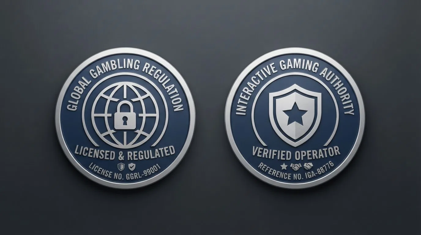 Curaçao eGaming and Anjouan gaming authority licence badges displayed in the footer of an online casino website