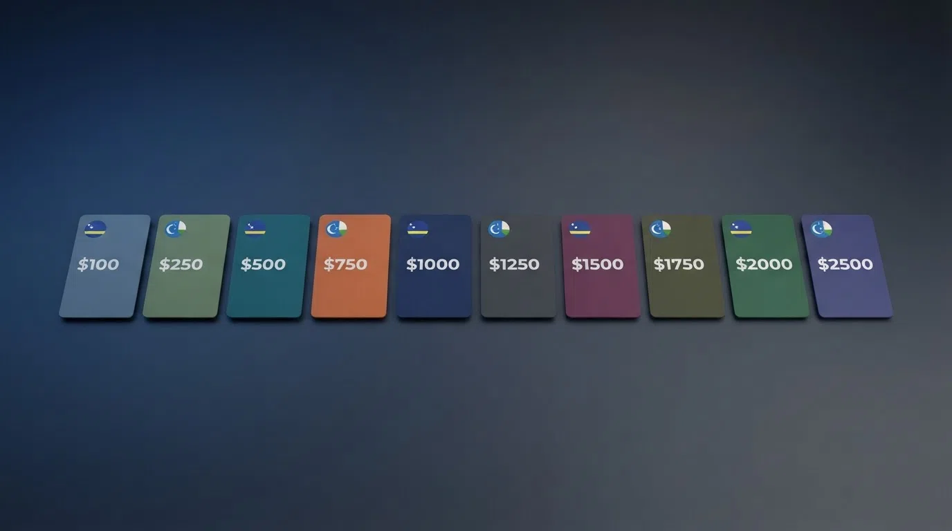 Ten operator cards in a ranked row, each labelled with its licence flag and welcome bonus