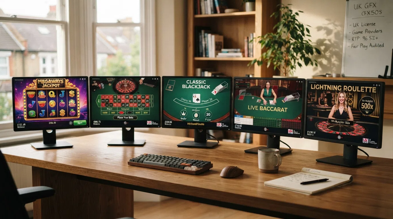 A grid of recognised game-provider logos — Playtech, NetEnt, Evolution and Pragmatic Play — arranged as they appear across the featured operators