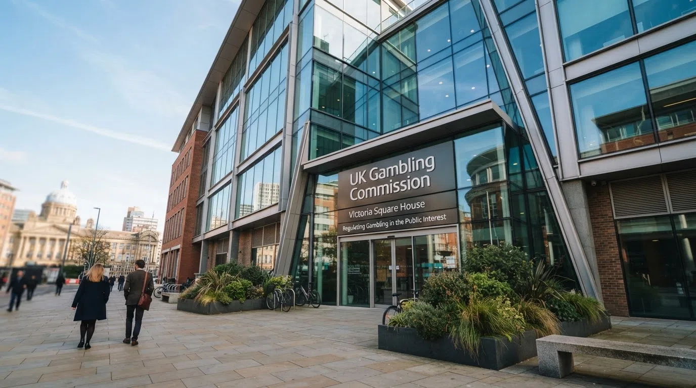 The exterior of the UK Gambling Commission headquarters building in Birmingham, with its signage visible