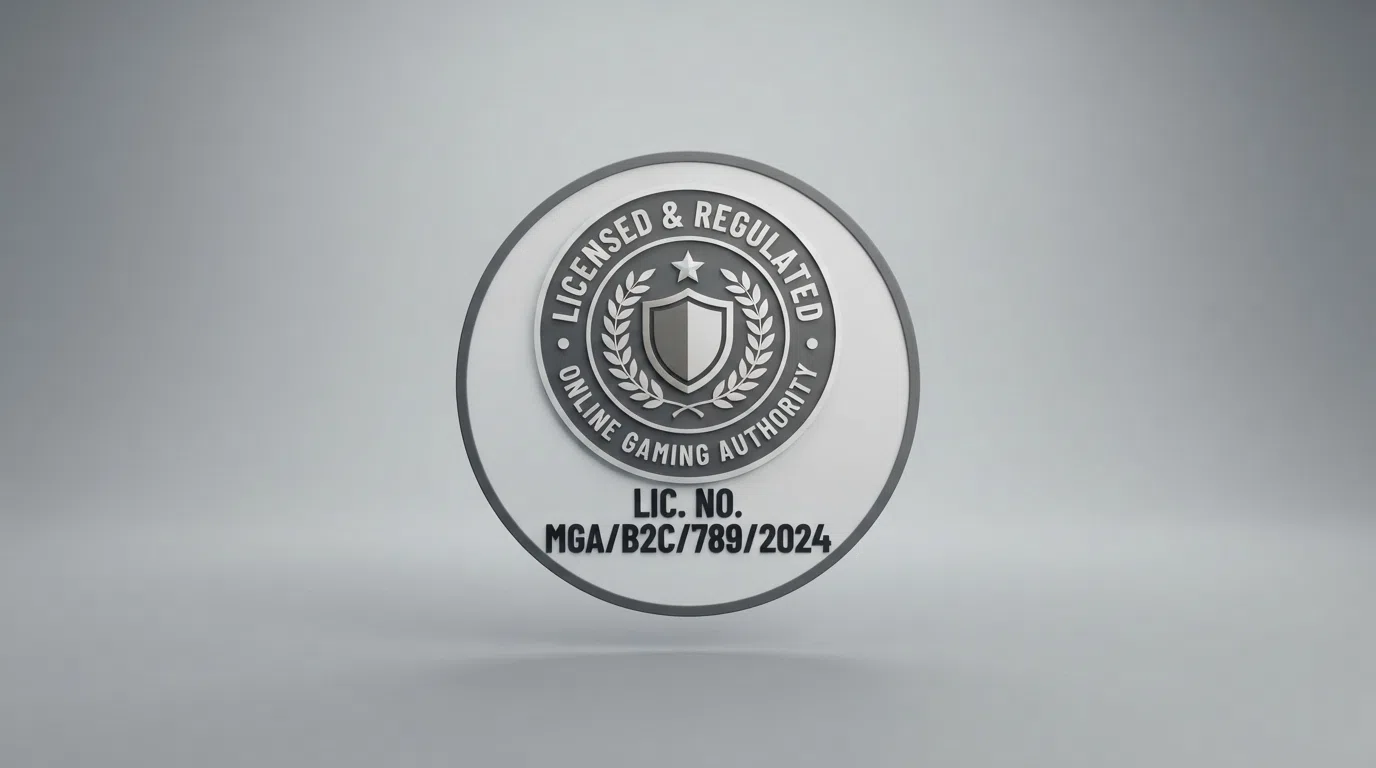 A close-up of a UK Gambling Commission licence badge and registration number displayed in the footer of a licensed casino website, with the .gov.uk domain visible