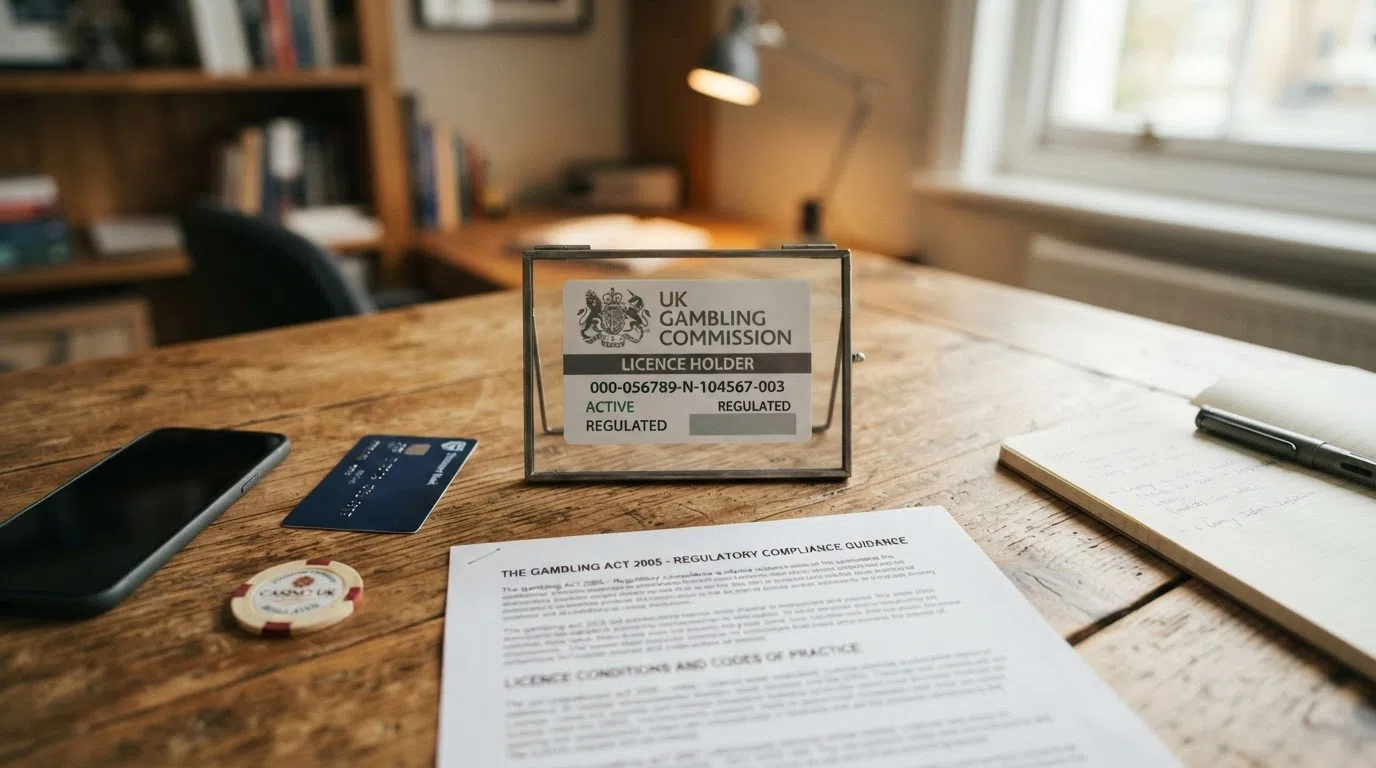 UK Gambling Commission logo and a Gambling Act 2005 reference document