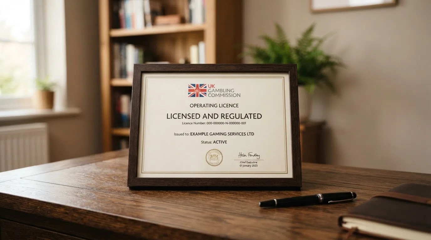 The UK Gambling Commission logo on a regulatory document or website header, with the words 'Licensed and regulated' visible