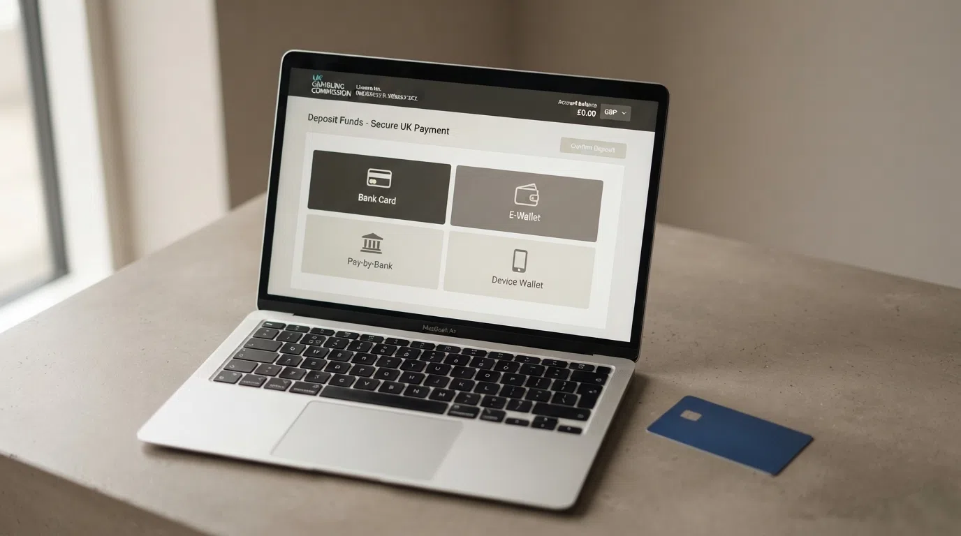 A UK casino cashier screen showing debit card, PayPal, Trustly and Apple Pay deposit buttons