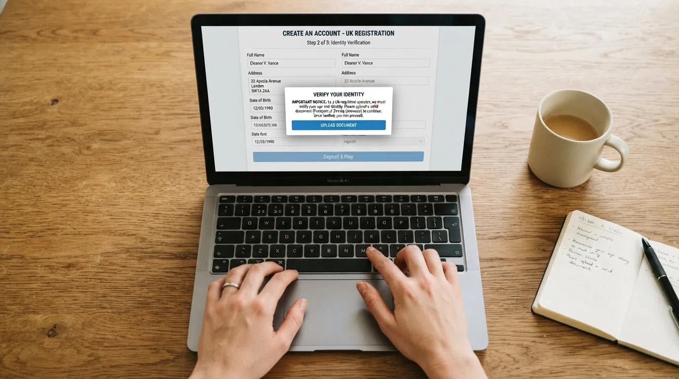 A sign-up form with an identity-verification step blocking the deposit button